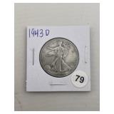 1943 D Walking Liberty Half Dollar Silver Coin