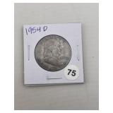 1954 D Franklin Half Dollar Silver Coin