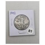 1942 Walking Liberty Half Dollar Silver Coin