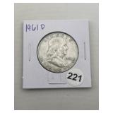 1961 D Franklin Half Dollar Silver Coin