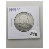 1948 D Franklin Half Dollar Silver Coin