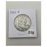 1952 D Franklin Half Dollar Silver Coin