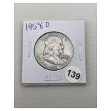 1958 D Franklin Half Dollar Silver Coin