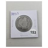 1915 S Barber Half Dollar Silver Coin