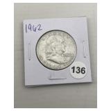 1962 Franklin Half Dollar Silver Coin