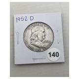 1952 D Franklin Half Dollar Silver Coin