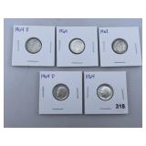 5 Roosevelt Dimes