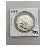 1953 Franklin Half Dollar Silver Coin