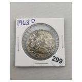1963 D Franklin Half Dollar Silver Coin