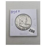 1954 D Franklin Half Dollar Silver Coin