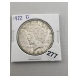 1922 D Peace Silver Dollar Coin