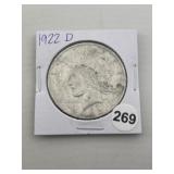 1922 D Peace Silver Dollar Coin
