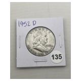 1952 D Franklin Half Dollar Silver Coin