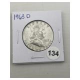 1963 D Franklin Half Dollar Silver Coin