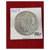 1921 S Morgan Silver Dollar Coin