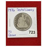 1876 Seated Liberty Half Dollar Silver Coin