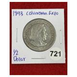 1893 Columbian Expo Half Dollar Silver Coin