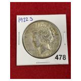 1922 S Peace Silver Dollar Coin