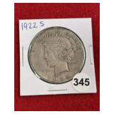 1922 S Peace Silver Dollar Coin