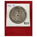 1921 D Morgan Silver Dollar Coin