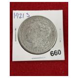 1921 S Morgan Silver Dollar Coin