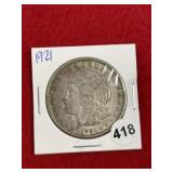 1921 Morgan Silver Dollar Coin