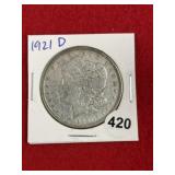 1921 D Morgan Silver Dollar Coin