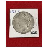 1922 D Peace Silver Dollar Coin