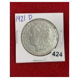 1921 D Morgan Silver Dollar Coin
