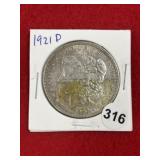 1921 D Morgan Silver Dollar Coin