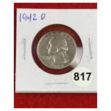 1942 Washington Quarter Silver Coin
