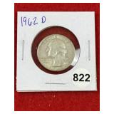 1962 D Washington Quarter Silver Coin