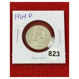 1964 D Washington Quarter Silver Coin