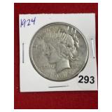1924 Peace Silver Dollar Coin