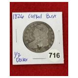 1826 Capped Bust Half Dollar Silver Coin