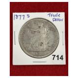 Rare 1877 S Trade Dollar great shaoe with period c
