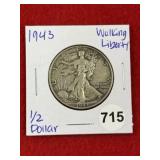 1943 Walking Liberty Half Dollar Silver Coin