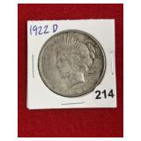 1922 D Peace Silver Dollar Coin