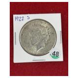 1922 S Peace Silver Dollar Coin