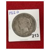 1922 D Peace Silver Dollar Coin