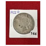 1922 D Peace Silver Dollar Coin