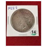 1922 S Peace Silver Dollar Coin