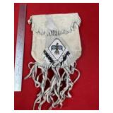 Beaded & Leather Bag Indian Artifact Arrowhead
