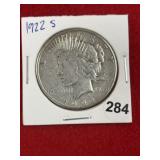 1922 S Peace Silver Dollar Coin