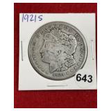 1921 S Morgan Silver Dollar Coin