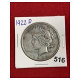 1922 D Peace Silver Dollar Coin