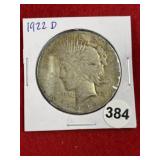 1922 D Peace Silver Dollar Coin