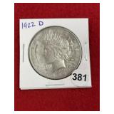 1922 D Peace Silver Dollar Coin