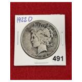 1922 D Peace Silver Dollar Coin