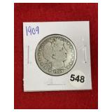 1909 Barber Half Dollar Silver Coin